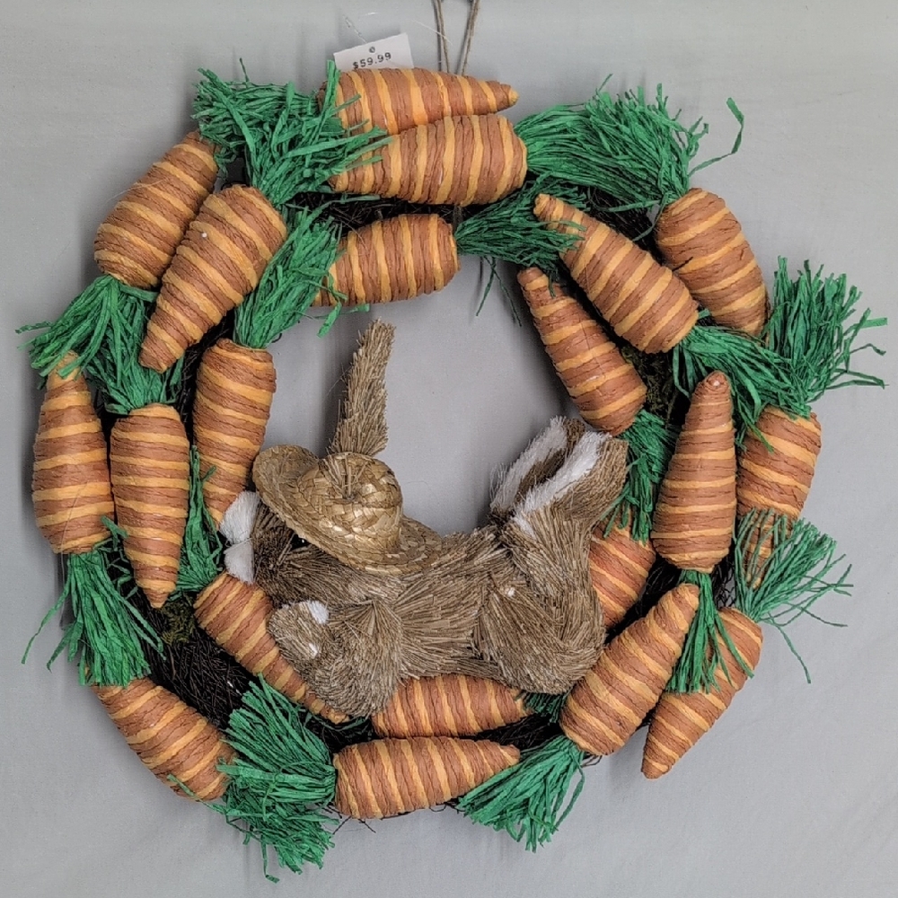 Whimsical Carrot and Bunny Wreath